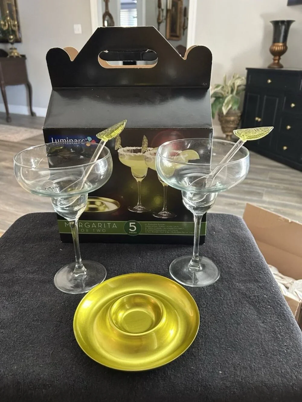 Luminarc  Margarita Glasses Set Of 2 With Alt Ring And Spoons New In Box